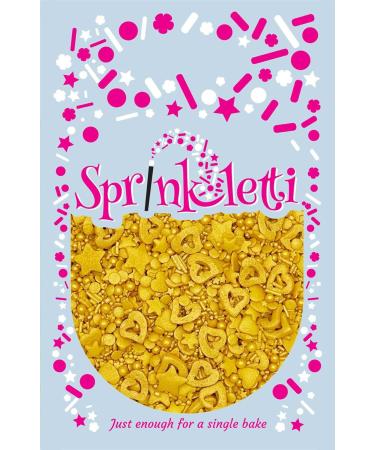 Sprinkletti - Gold - 30g Cake Topper Sprinkles - Shimmer Confetti Hearts Stars Balls & Strands - Edible Cake Decorations - Wedding and Birthday Cake Sprinkles 30g Gold - Buy Online on GoSupps.com