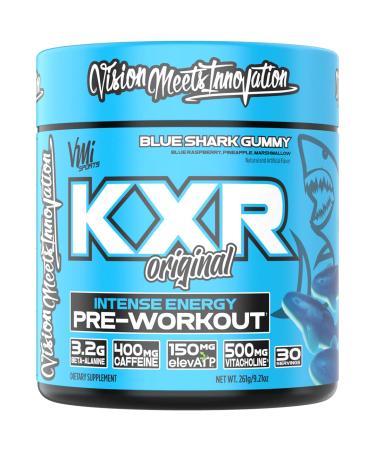 K-XR Pre-Workout Energy Powder | Intense Energy Pre-Workout Drink for Men and Women| Creatine Free | Improves Performance - Enhanced Focus & Increased Endurance | 30 Servings (Blue Shark Gummy) Blue Shark Gummy 9.21 Ounce