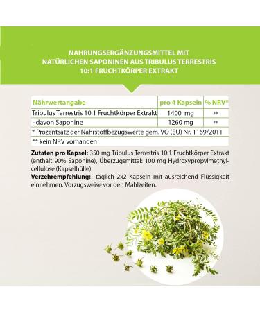Dorado Superfoods Tribulus Terrestris 10:1 Extract Capsules - 120 Vegan Capsules 1400mg Daily Dose 90% Saponins - High Potency Encapsulated in Germany - Buy Online on GoSupps.com