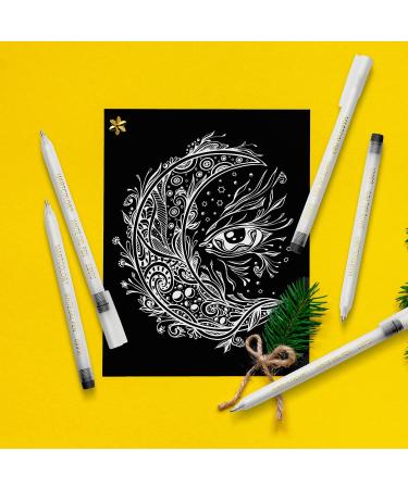 MARTCOLOR White Gel Pens Set 6 Pack 0.8mm Fine Point Pens Gel Ink Pens For Artists Archival Ink Pens White highlight Pens for Black Paper Drawing Illustration Sketching Writing - Buy Online on GoSupps.com