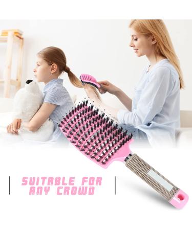 2-Piece Wild Boar Bristle Hair Brush Set - Black & Pink Frizz Control Oil Distribution No Snagging Brush - Buy Online on GoSupps.com