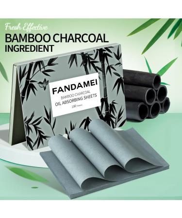FANDAMEI 100 Counts Bamboo Charcoal Oil Absorbing Sheets for Oily Skin - Oil Control Film for Shine-Free Face, Pack of 1 - Buy Online on GoSupps.com