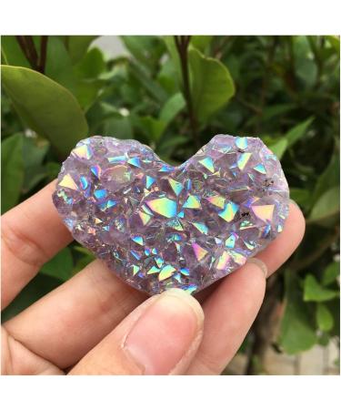 1pcs Amethyst Geode Heart Shaped Crystal Crystals Stones Titanium Rainbow Aura Amethyst Cluster Angel Aura Quartz Home Decoration Crafts Decoration Natural Luster - Buy Online on GoSupps.com