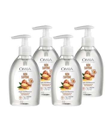 Omia Omia Organic Eco Soap with Moroccan Argan Oil Liquid Soap for Hands and Face Elastic Protective and Nourishing Action - 4 x 300ml Bottles - Amazon Exclusive