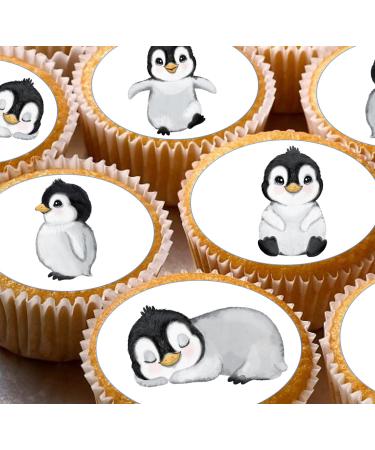 Penguin chicks 24 edible PRE CUT wafer paper cupcake toppers - Buy Online on GoSupps.com