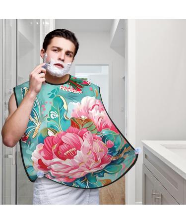 Turquoise Butterflies Print Beard Bib Apron | Non-Stick Hair Catcher for Men | Perfect Shaving Gifts | One Size Black - Buy Online on GoSupps.com