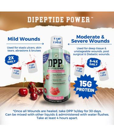 Nutritional Designs DPP Dipeptide Liquid Collagen & Whey Protein Supplement - Sugar-Free Wound-Healing Healthy Skin & Hair Watermelon Flavor 32 Fl Oz - Buy Online on GoSupps.com