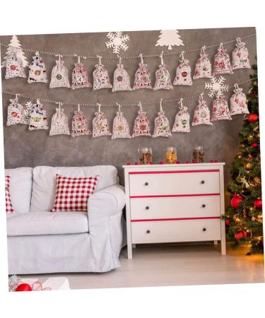 KOMBIUDA 1 Set Countdown Christmas Bag Candy Bags Advent Calendar Banner Christmas Storage Bags Linen Red 10x14x0.5cm Red - Buy Online on GoSupps.com
