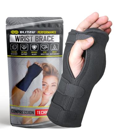 BLITZU Carpal Tunnel Wrist Brace Night Support Splint For Women Men. Pain Relief While Sleep. Fits Right & Left Hand For Arthritis Tendonitis. Cushioned Pads Treat Wrist Pain Sprain Sports Injury