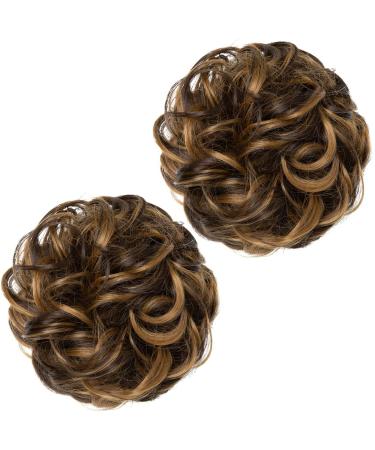 SARLA 2PCS Messy Hair Bun Scrunchies in Iced Mocha | Synthetic Updo Hair Extensions for Women & Girls - Buy Online on GoSupps.com