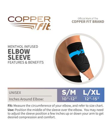 Copper Fit ICE Elbow Compression Sleeve - Menthol & CoQ10 Infused (Large/X-Large) - Buy Online on GoSupps.com