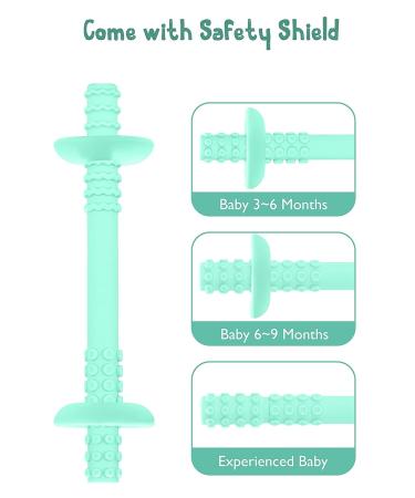 Teething Tube with Safety Shield | Baby Hollow Teether Sensory Toys | Food-Grade Silicone | Infant 3-12 Months | Boys Girls | 1 Pair + 4 Cleaning Brushes (Tangerine + Gray) - Buy Online on GoSupps.com