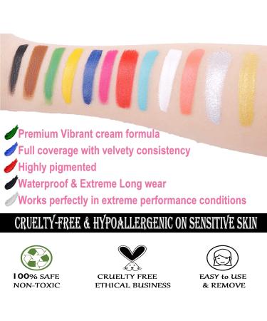 CCBeauty Professional Face Body Paint Oil Set | 24 Colors Adult Halloween Makeup Kit with 10 Blue Brushes - Buy Online on GoSupps.com
