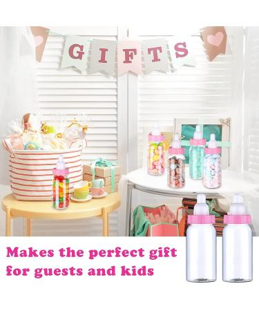 72 Pcs 4.5 Inch Baby Mini Milk Bottles - Pink Baby Shower Favor Candy Box for Boy Girl Newborn Baptism Party Decor - Buy Online on GoSupps.com