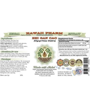 HawaiiPharm Zhi Gan Cao Alcohol-Free Liquid Extract - Licorice Glycerite Herbal Supplement 2 oz - Buy Online on GoSupps.com