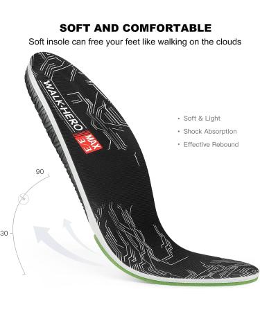 Plantar Fasciitis Insoles Arch Supports for Men Size 8-9/Women Size 10-11 - Black-G - Buy Online on GoSupps.com
