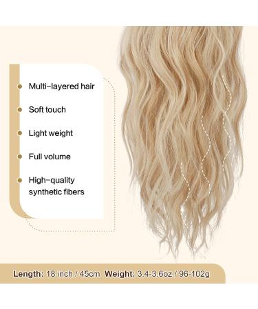 FESHFEN Synthetic Curly Drawstring Ponytail Extension - 18 Honey Blonde Mix Platinum Blonde Hairpiece for Women - Buy Online on GoSupps.com