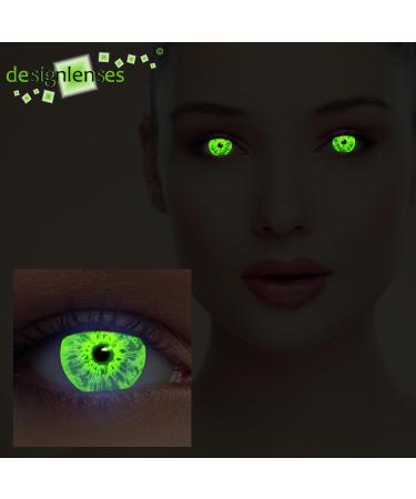 Buy DESIGNLENSES Glowing Halloween Purge Costume Contact Lenses | Neon Green UV Soft Lenses - International Shipping - Buy Online on GoSupps.com