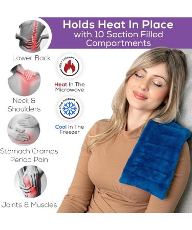 Reusable Microwave Heating Pad for Cramps & Pain Relief - Hot/Cold Therapy Bag for Muscle Aches - 6x16 Warm Compress for Back, Neck & Shoulders (Blue) - Buy Online on GoSupps.com