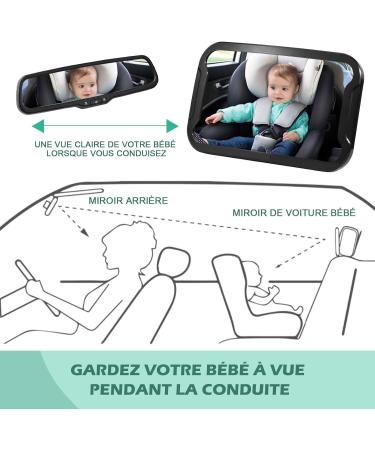 Vinabo Baby Car Mirror - 100% Shatterproof, Adjustable Rear View Mirror for Newborns | Drive Safely with this Baby Essential and Monitor Your Child on the Go - Buy Online on GoSupps.com