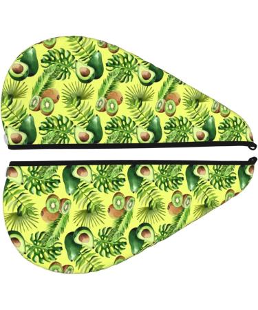 Hair Towel Wrap for Quick Drying | Button Towel Turban - Kiwi & Avocado Design - Buy Online on GoSupps.com