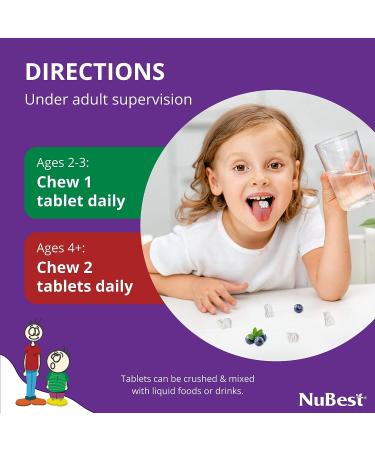 NuBest Tall Kids Chewable Multivitamins - Supports Healthy Growth, Immunity & Bone Strength - Ages 4-9 - 60 Animal Shape Tablets - 2 Pack | 2 Months Supply - Buy Online on GoSupps.com