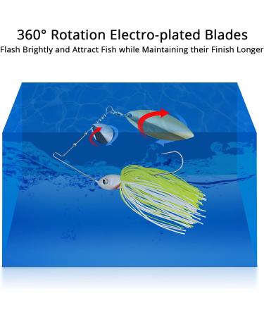MadBite Spinnerbait Fishing Lures 4pc Multi-Color Kits with Stinger Hooks in Storage Box - 3/8oz Double Willow & Colorado/Willow Blades - Buy Online on GoSupps.com
