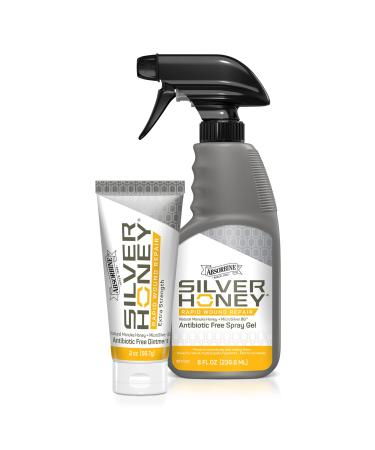 Absorbine Silver Honey Rapid Wound Repair 2oz Ointment + 8oz Spray Gel Medical Grade Manuka Honey & MicroSilver BG Fast Healing for Equine & Large Animals - Buy Online on GoSupps.com