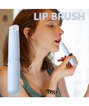 Silicone Lip Brush Soft Silicone Angled Round Head Lip Brushes Silicone Lip Applicator Reusable Lip Scrub Brush for Lipstick Lip Gloss Lip Balm Portable Multi Function Lipstick Applicator blue - Buy Online on GoSupps.com
