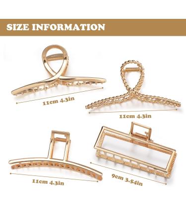Parcce 4 Pack Large Metal Hair Clips - 4.3 Inch Nonslip Gold Clamps for Curly Hair - Fashion Hair Accessories for Women and Girls - Buy Online on GoSupps.com