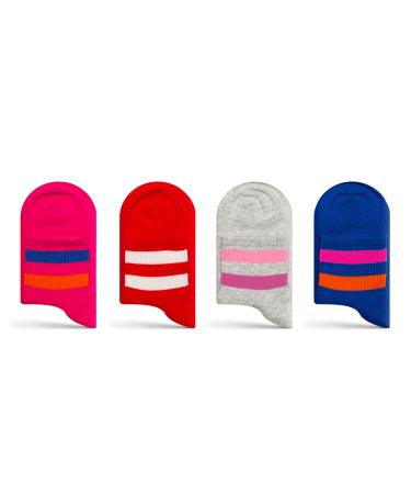 RAFRAY socks - Color striped sports socks - sneaker socks in gift box - premium cotton - 4 pairs - size 36-40