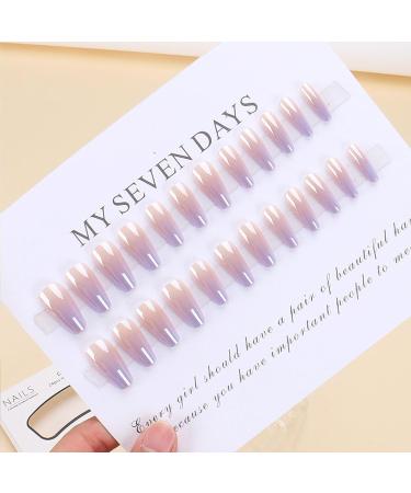 IMSOHOT Medium Press on Nails - Glossy Purple Gradient Coffin Ballerina Nails - 24PCS Full Cover Acrylic False Nails for Women - Buy Online on GoSupps.com