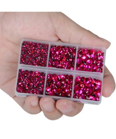 Pink and Fuchsia Hotfix Rhinestones Set - 6400 Pieces, 5 Sizes, Crystal Glass Gems with Tweezers and Pen - Buy Online on GoSupps.com