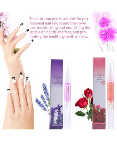 Nail nutrition oil 2PCS rotating nutrition pen with soft brush cuticle nail moisturizing care anti-barb exfoliation (rose+lavender) - Buy Online on GoSupps.com