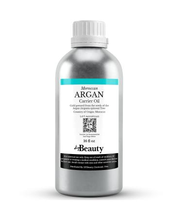Bulk Argan Oil - 16 Fl Oz Large Size Bottle - Natural Cold Pressed 100 Percent Pure Argan Oil for Homemade Hair Face and Skin Products - Light Aceite de Argan Carrier Oil 16 Fl Oz (Pack of 1)