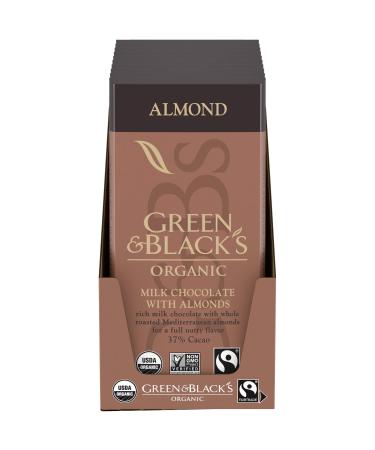 Green & Black's Organic Milk Chocolate with Almonds Bar, 34% Cacao, 10 - 3.17 oz Bars