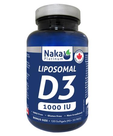 Naka Platinum Liposomal D3 1000IU Made in Canada (90+30 Softgels FREE)