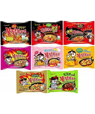 SPICEHUB Samyang Korean Buldak Hot Chicken Spicy Ramen Noodles Challenge Assorted Box (5 Packs with 5 Different Random Flavours) - Buy Online on GoSupps.com
