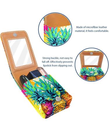 Travel Lipstick Organizer Case | Portable Makeup Bag with Mirror | Art Color Doodle Pineapple | Shop Internationally - Buy Online on GoSupps.com