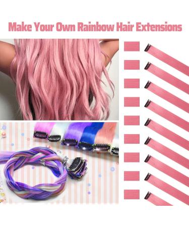 Colored Hair Extensions Clip In for Girls 22 Inch Colorful Straight Hair Extensions for Party Highlights Hair Accessories Hair Pieces for Women(10 PCS Princess Pink) 10pcs-Princess Pink - Buy Online on GoSupps.com