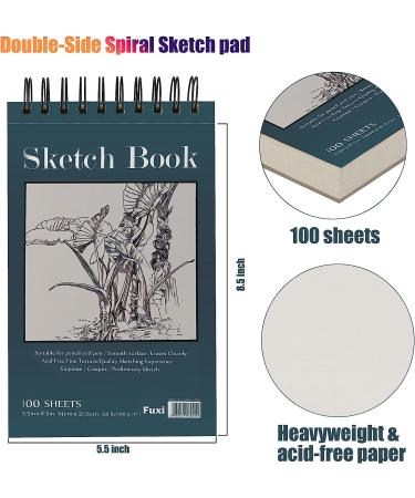 5.5 x 8.5 Sketchbook Set - Top Spiral Bound 100-Sheets (2 Packs, 68lb/100gsm), Acid-Free Art Paper for Drawing, Painting, Writing - Ideal for Beginners and Artists - Buy Online on GoSupps.com