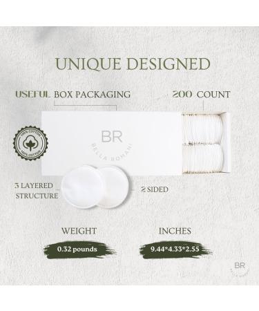Organic Cotton Rounds Makeup Remover Pads - 200 Pack | Eco-Friendly Lint-Free Compostable & Ultra Soft for Nail Polish Removal - Triple Layer Quality - Buy Online on GoSupps.com