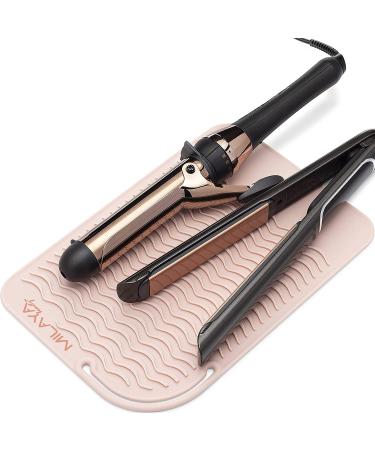 Professional Large Silicone Heat Resistant Styling Station Mat for All Hair Irons, Curling Iron, Straightener Pad, Iron Flat Hair, Hair Tools Appliances Hair Dryer Salon Tools Hair Stylist - Rose Gold