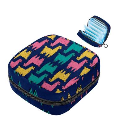 Women's napkin storage bag cute alpacas pink yellow green menstrual cup portable women's bandages storage bags female menstruation first period bag