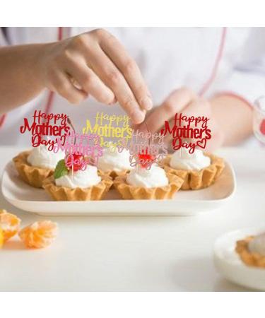 24 Pack Happy Mother's Day Cupcake Toppers with Glitter Hollow Heart Love Mother Best Mom Cupcake Food Picks Women Birthday Happy Mother's Day Theme Party Cake Decorations Supplies Colorful 1-colorful - Buy Online on GoSupps.com