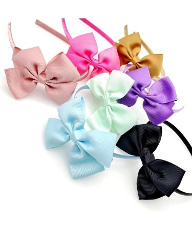 CCHAMP 7x Multicolor bow headbands for girls alice bands bowknot hairbands satin head bands for girls women kids birthday party favours giveaways gift present - Buy Online on GoSupps.com