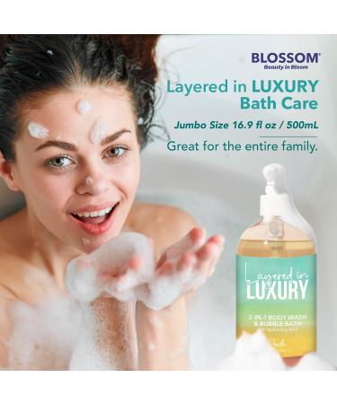 Blossom Layered In Luxury 2-in-1 Scented Body Wash & Bubble Bath with Hyaluronic Acid Liquid Bath Gel Body Cleanser with Pump for Dry Sensitive Skin Men Women + Kids Cruelty Free 500ml Peach - Buy Online on GoSupps.com