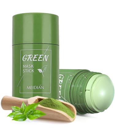 Green Mask Stick for Face, Blackhead Remover with Green Tea Extract, Green Tea Mask Stick for Deep Pore Cleansing, Oil Controlling, Skin Brightening and Moisturizing for Men and Women