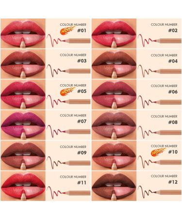 12 Colors Creamy Matte Lip Liner Pen Set - Long Lasting Waterproof High Pigment Makeup for Women | Daily Use Lip Liners Kit (Set A - Buy Online on GoSupps.com