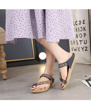 Women s Thumb Orthotic Sandals - Summer Bohemia Crystal Slip-On Bunion Sandals for Big Toe Correction & Arch Support | Casual Floral Beach Flats - Size 8 Blue - Buy Online on GoSupps.com